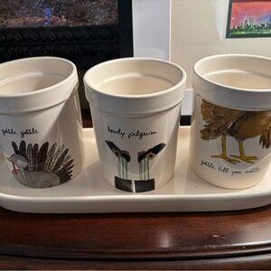 Rae Dunn Cream Thanksgiving Mug Set